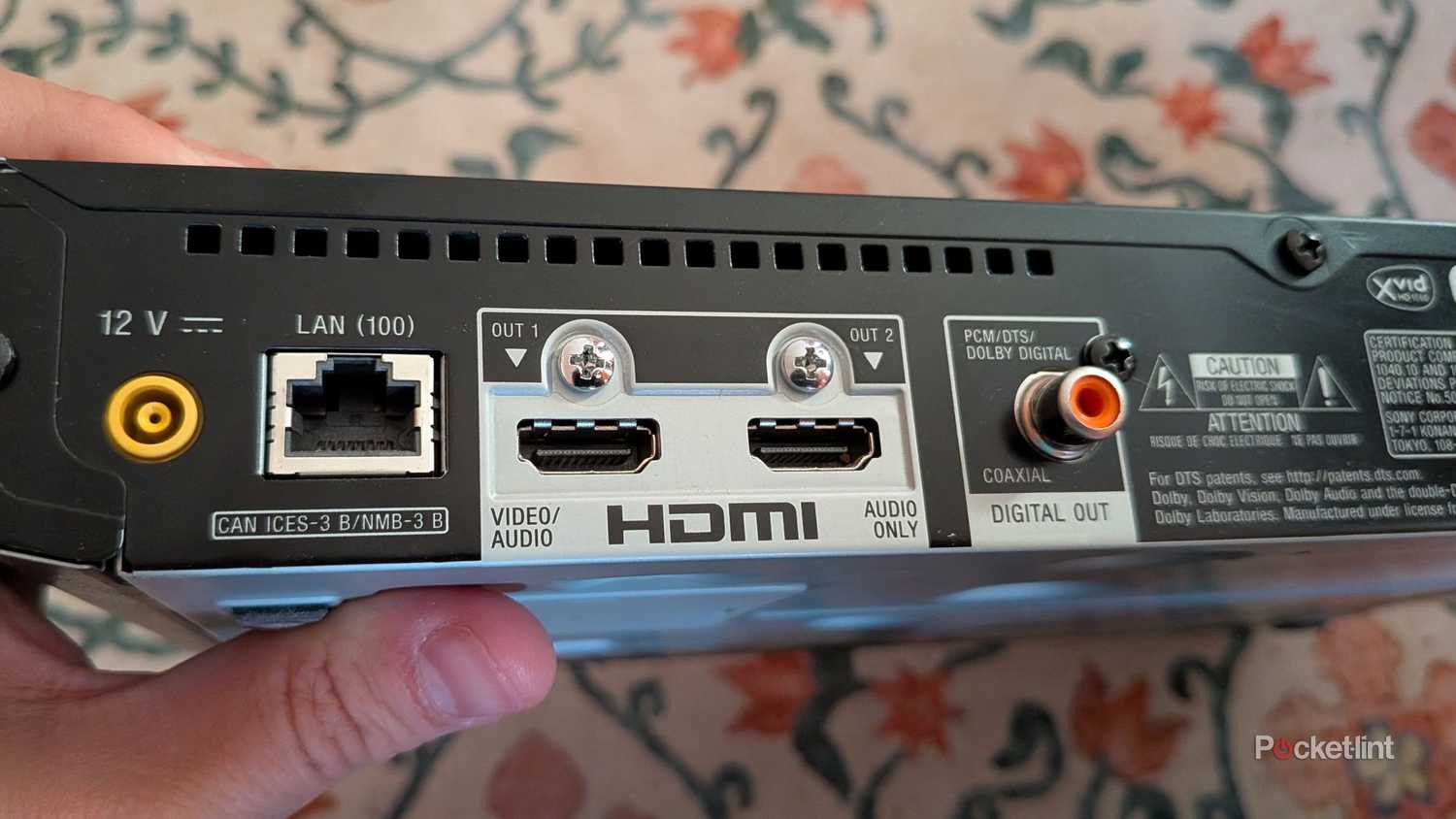 The ports on the back of a Sony Blu-ray player.