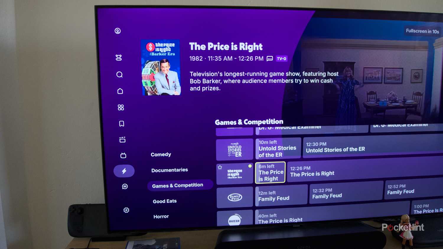 Channels in the Tubi app displayed on a Samsung TV.