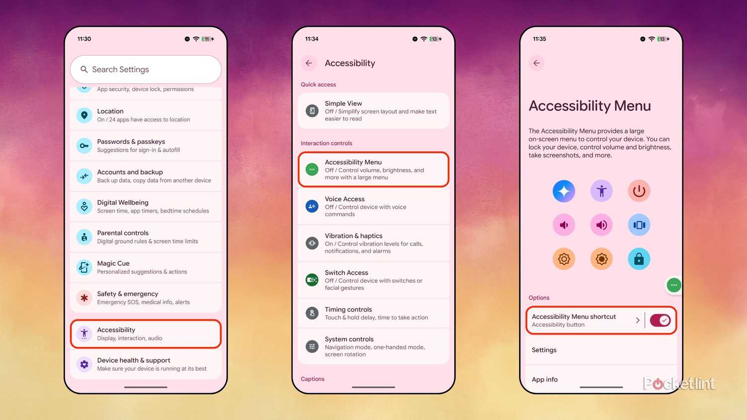 Android Accessibility Menu screenshots