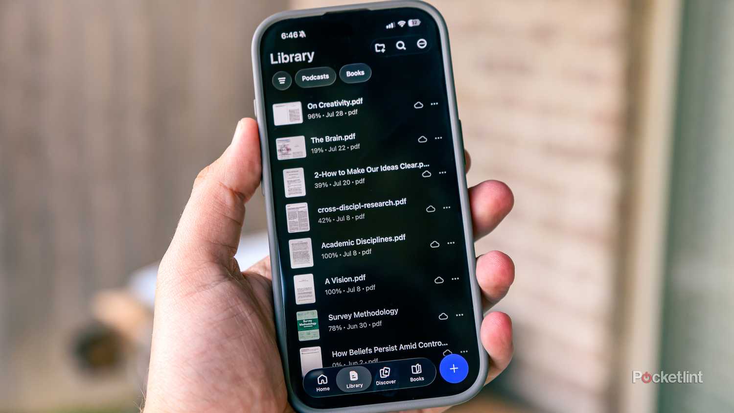 A still photo of the Speechify app and a list of PDFs uploaded to it.