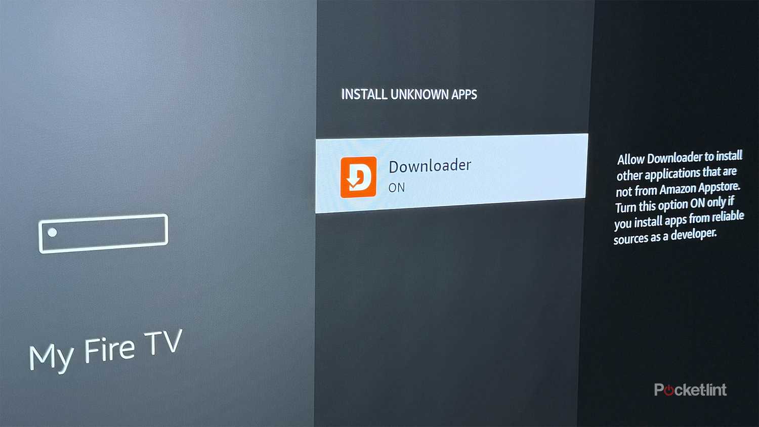 Install unknown apps page on Fire TV.
