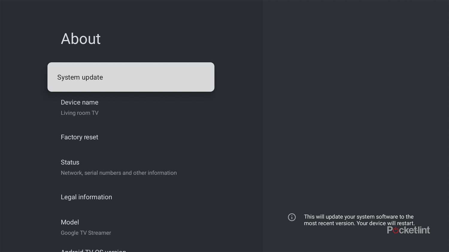 Google TV System update.