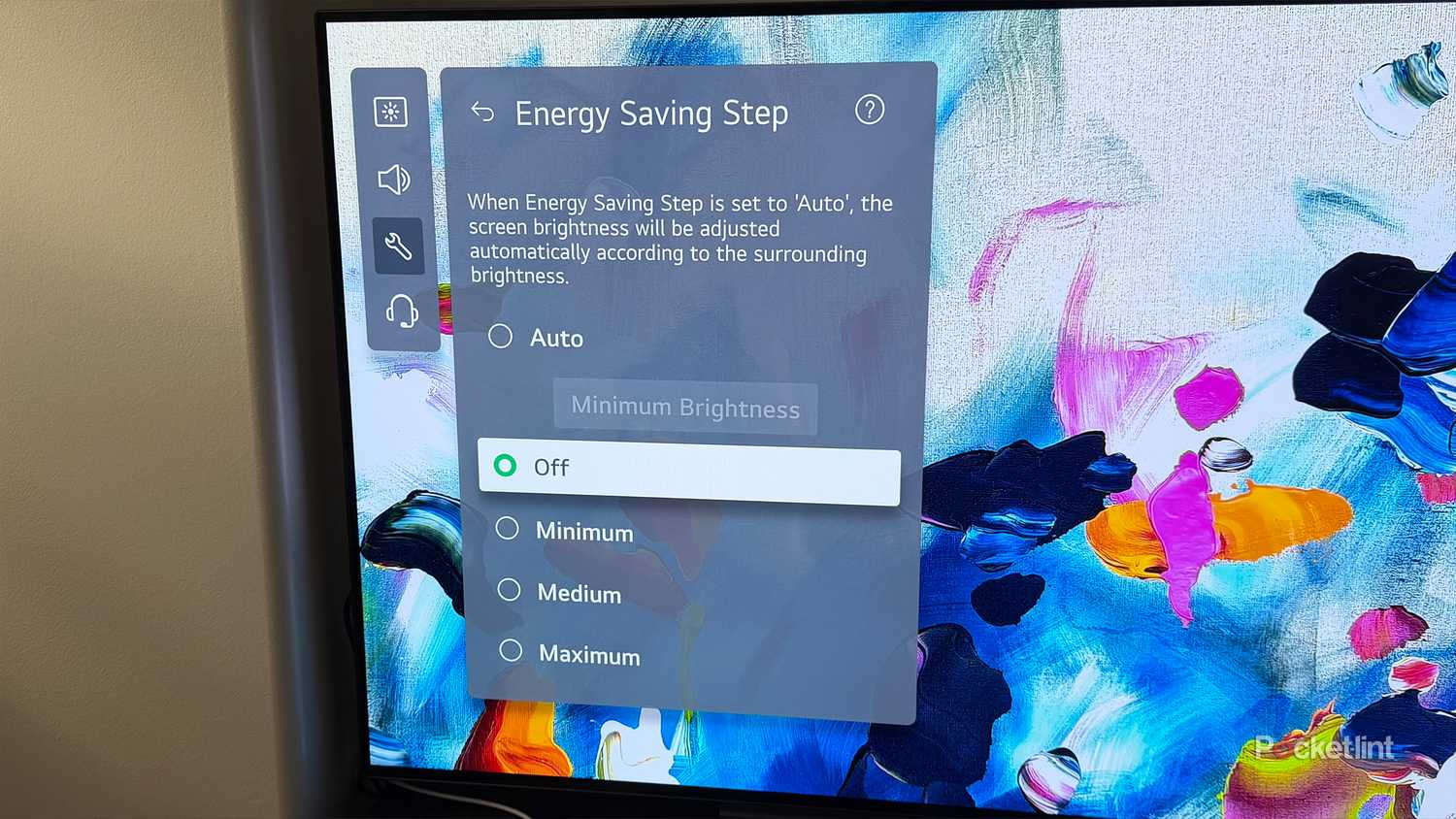 Energy Saving Step feature on LG TV.