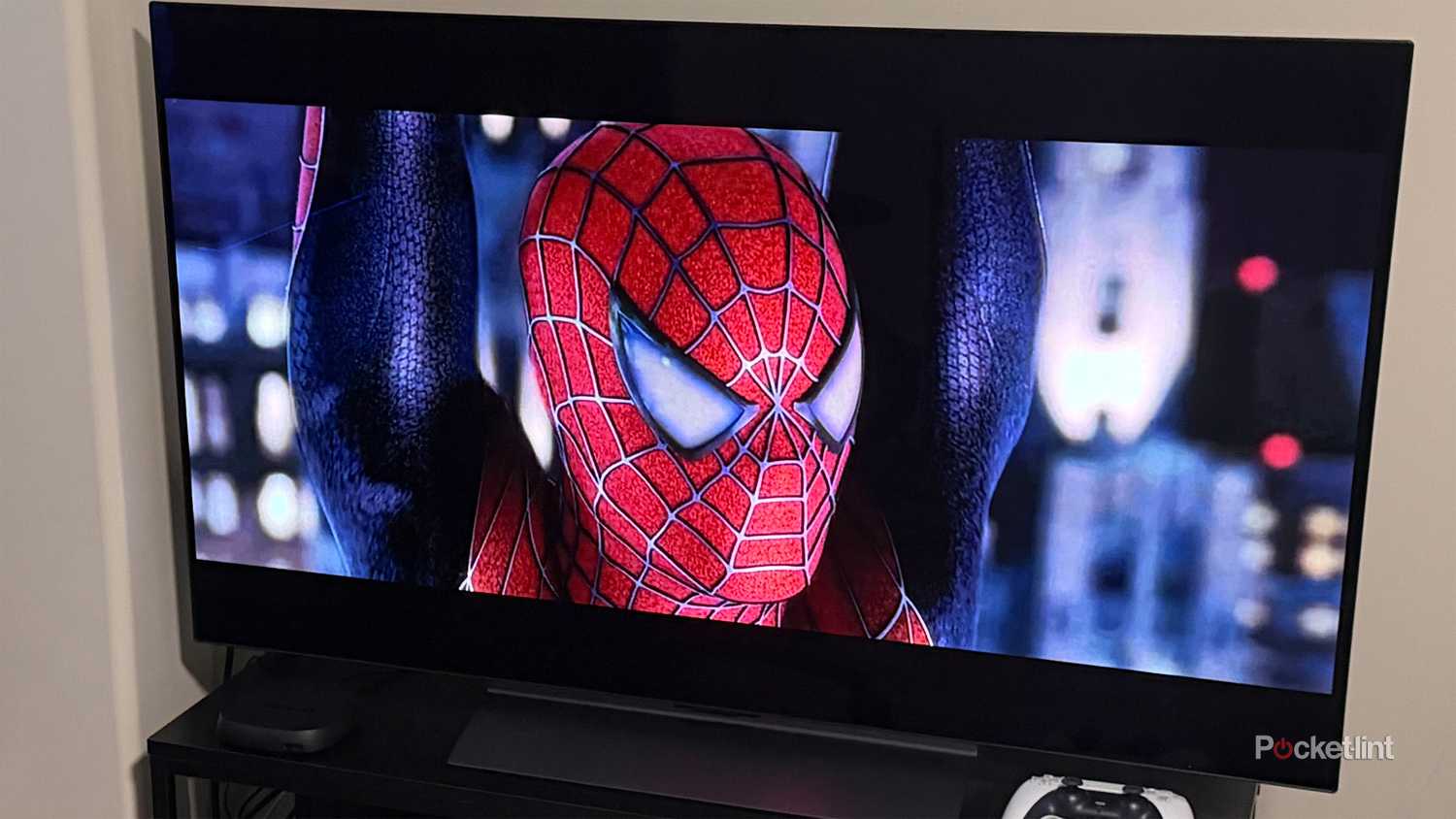 LG TV with Spider-Man 2 playing on it.