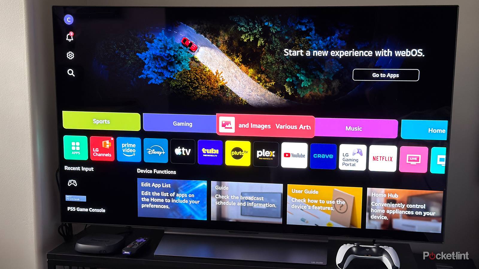 LG TV webOS home screen.