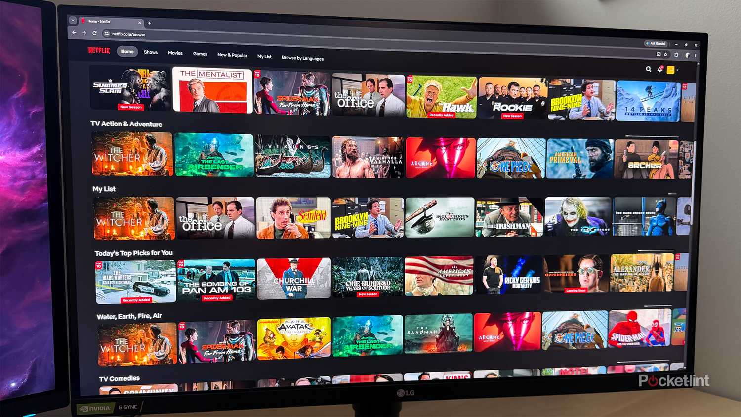 Netflix on PC monitor.