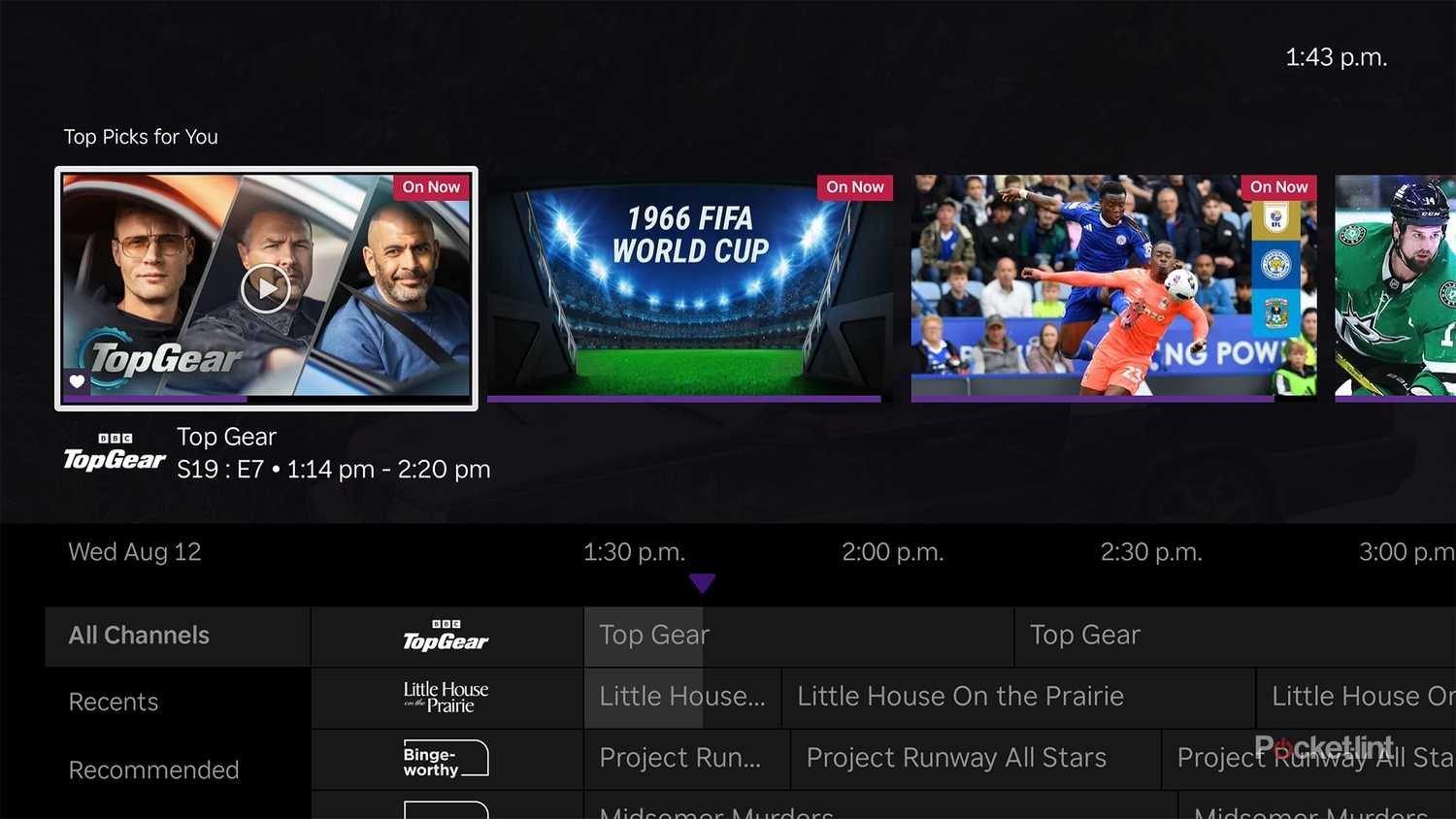 Screenshot of Roku's Live TV Guide.