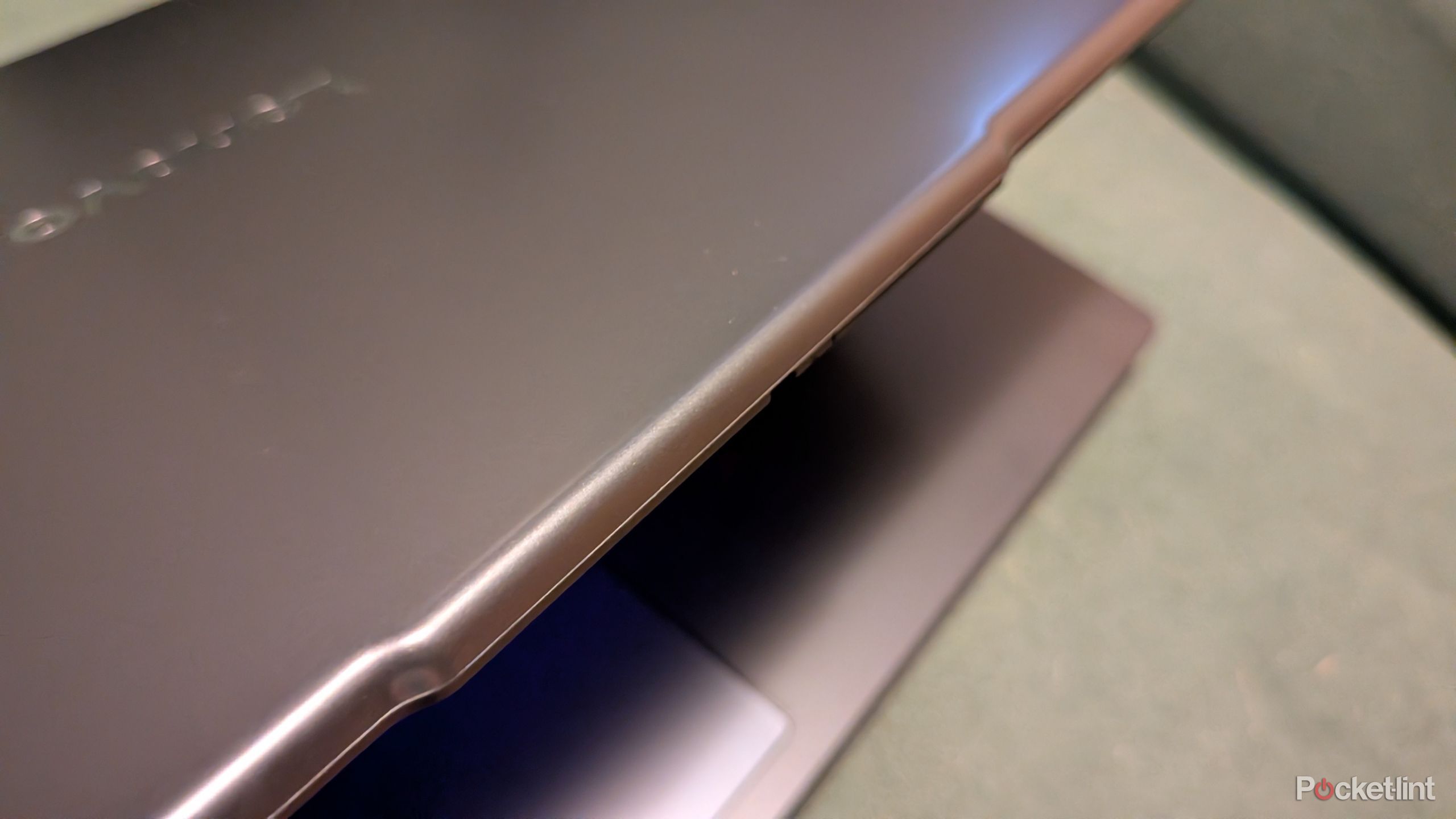 The lid of a Lenovo laptop.