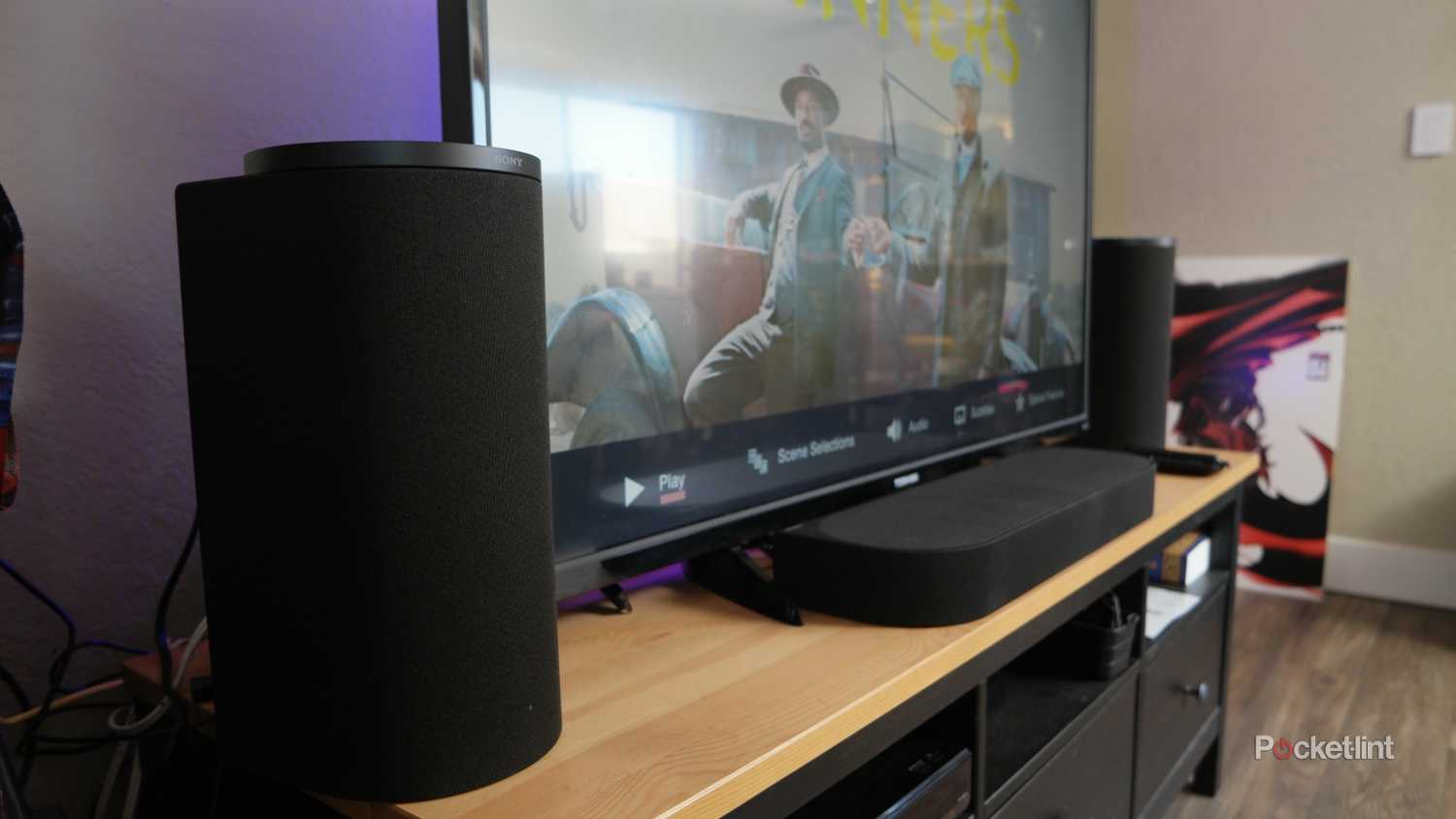 Sony Bravia Theater Trio with a Fire TV, on a TV table