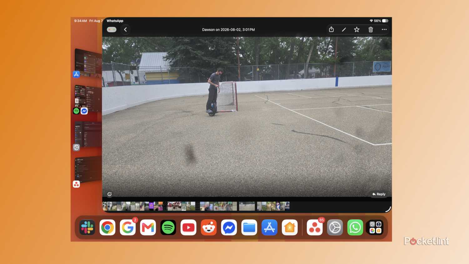 Browsing photos and video in WhatsApp for iPad.