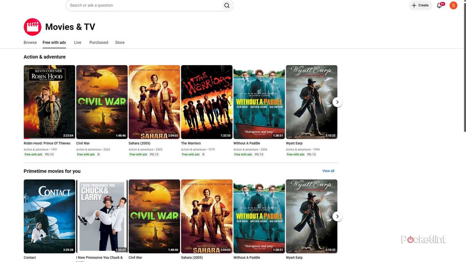 YouTube Movies Screenshot 1