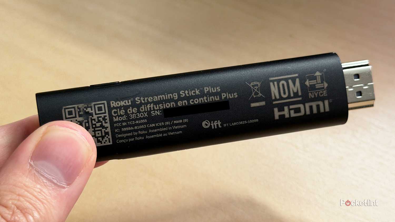 Back of Roku Streaming Stick Plus.