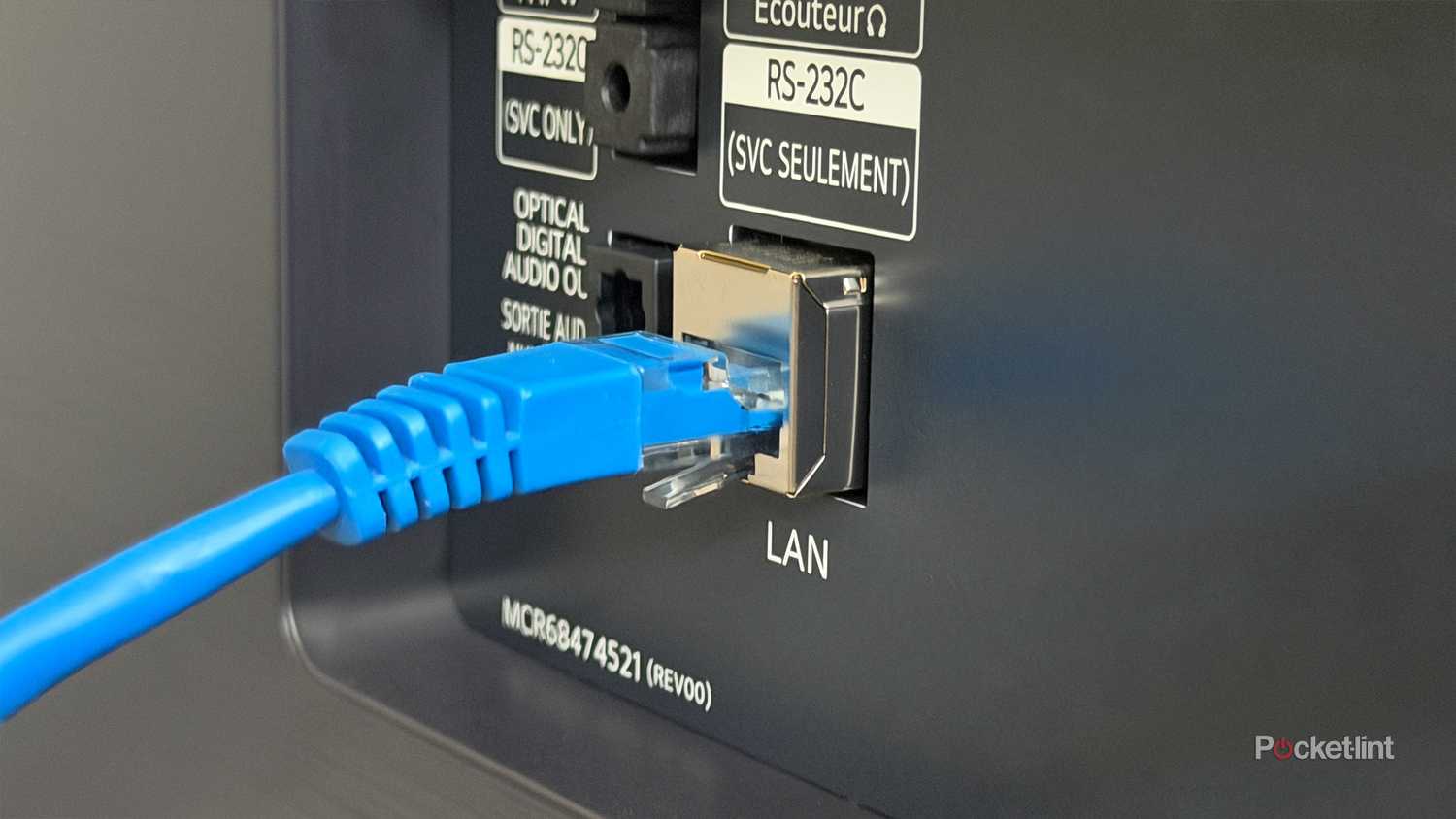 Ethernet cable plugged into TV.