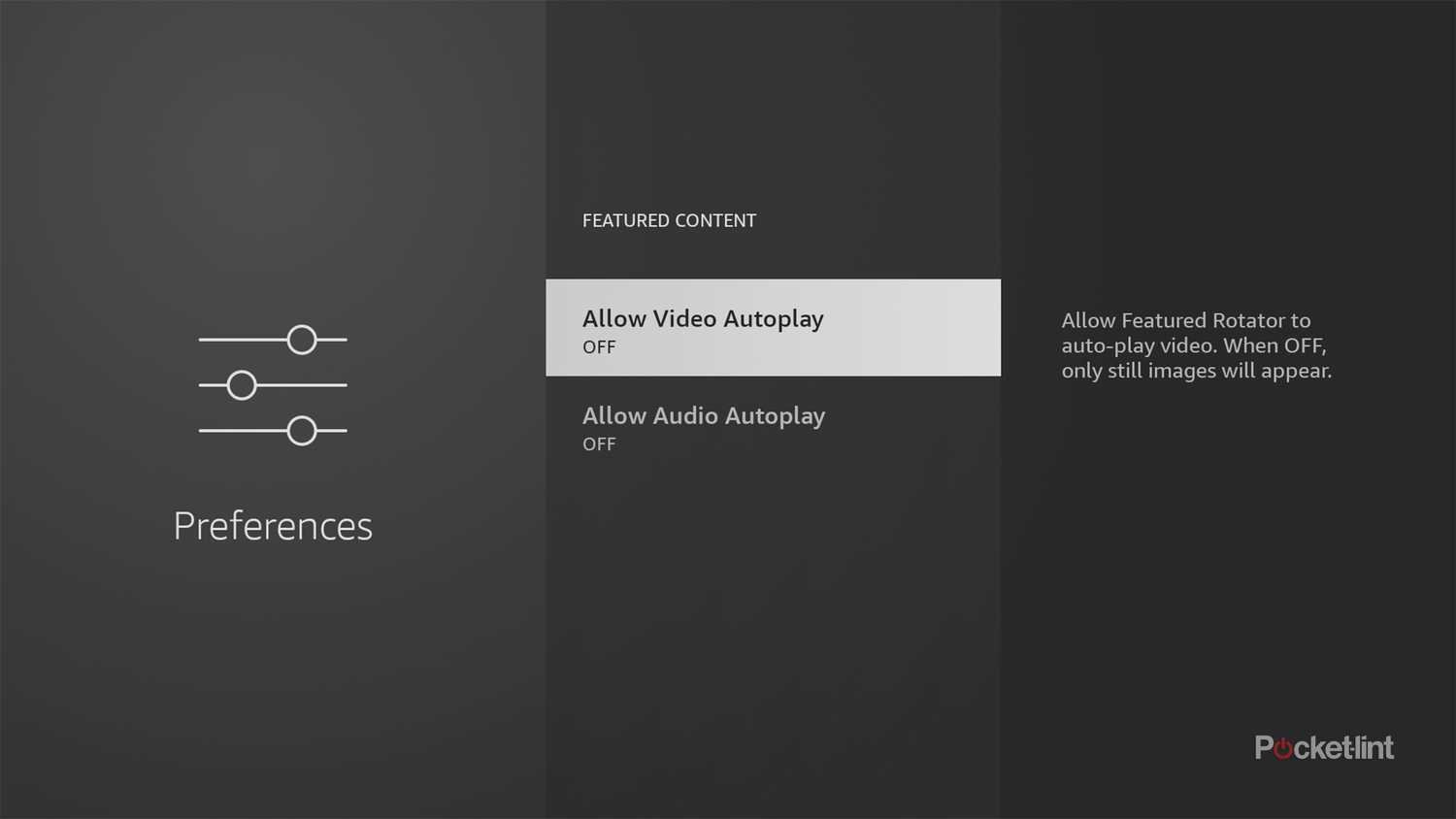 Fire TV Video and Audio Autoplay setting.