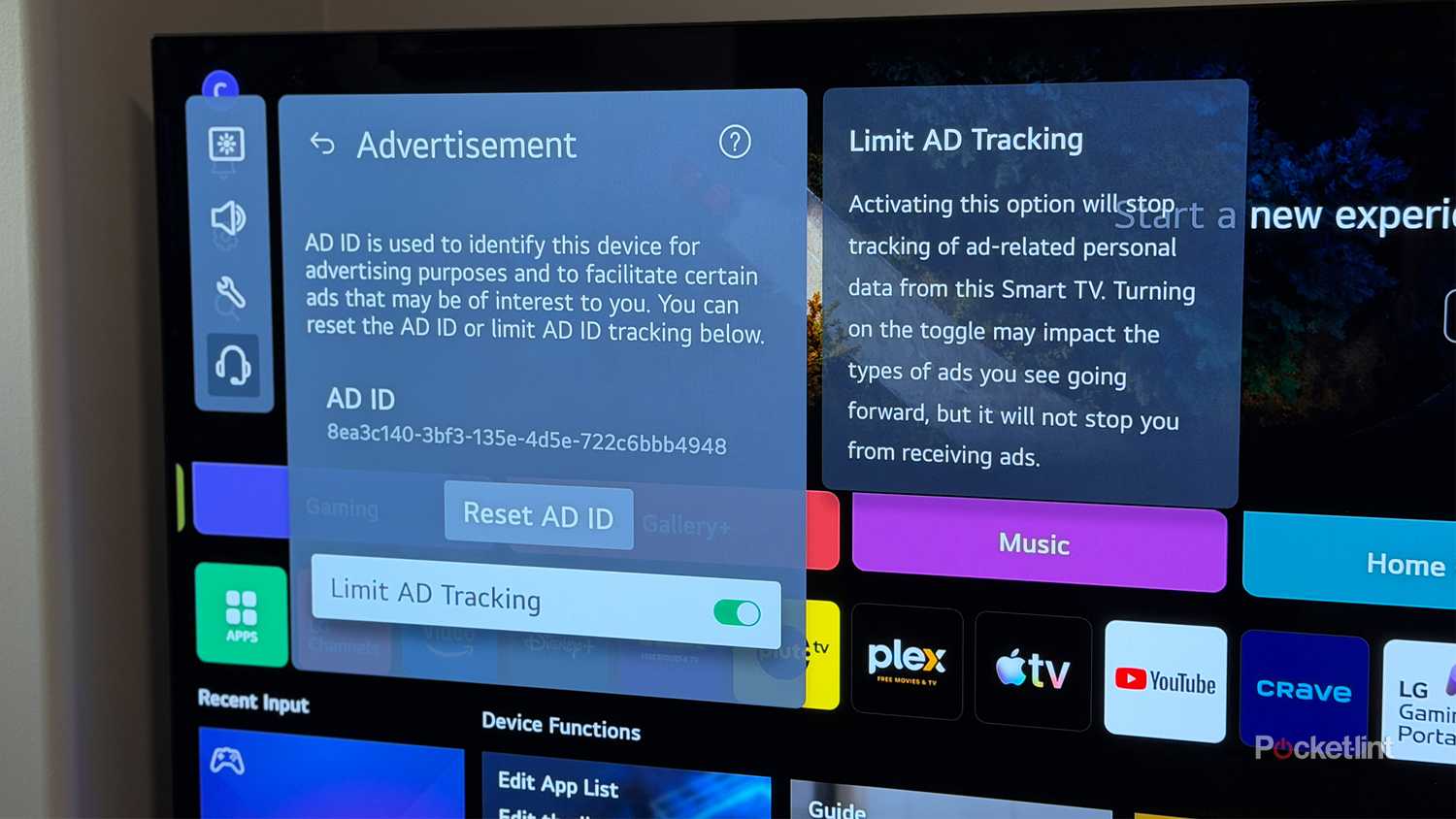 LG TV AD ID settings.