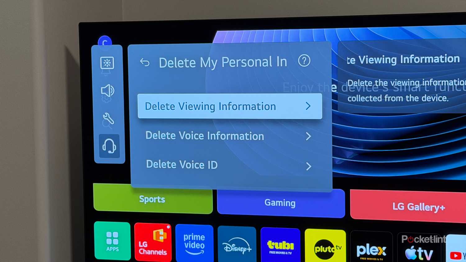 LG TV Delete viewing information.