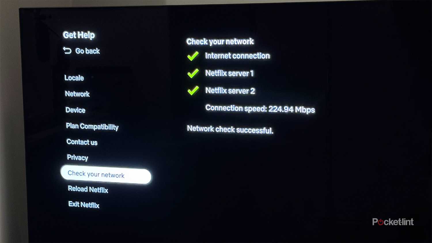 Speed test using Netflix app.