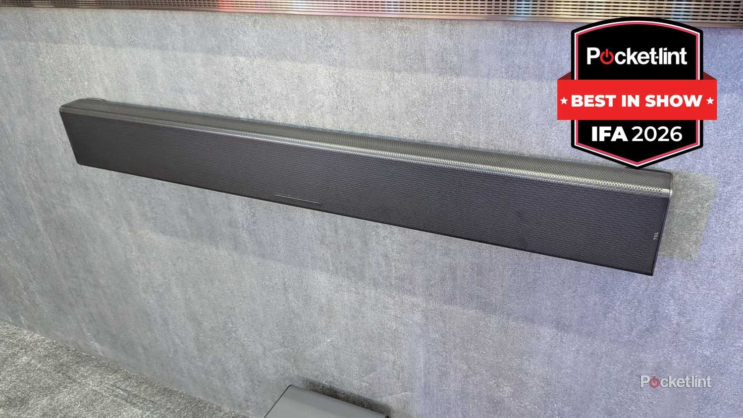 The TCL Q95K soundbar on display at IFA 2026.