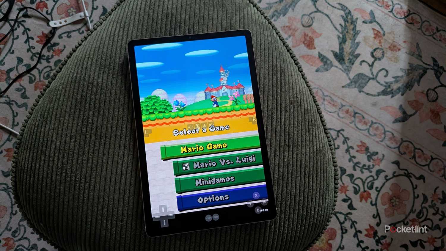 The MelonDS app running on a Samsung Galaxy Tab S6.