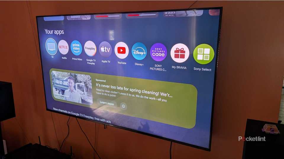 A picture of apps on the Google TV home screen.