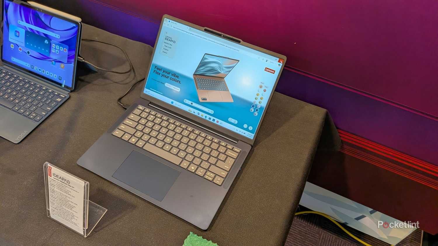 The Lenovo IdeaPad laptop on display.