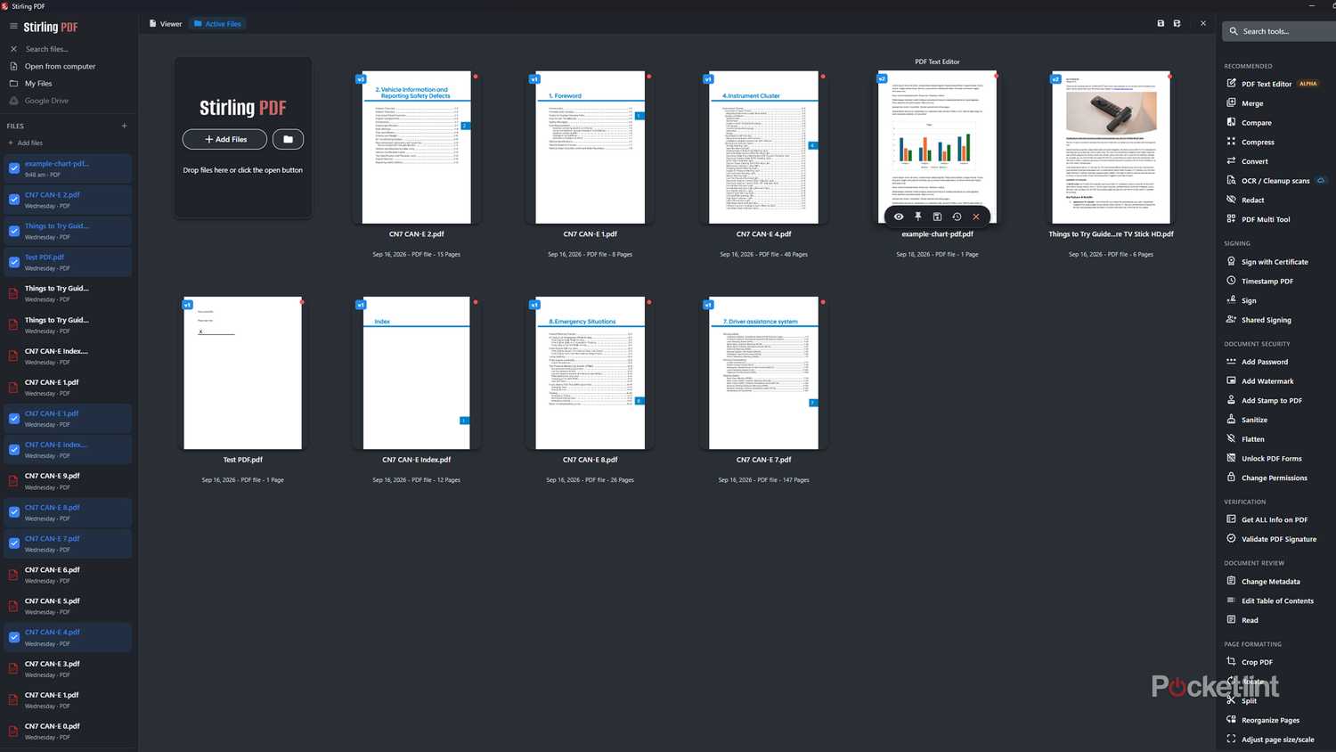 Stirling PDF home screen.