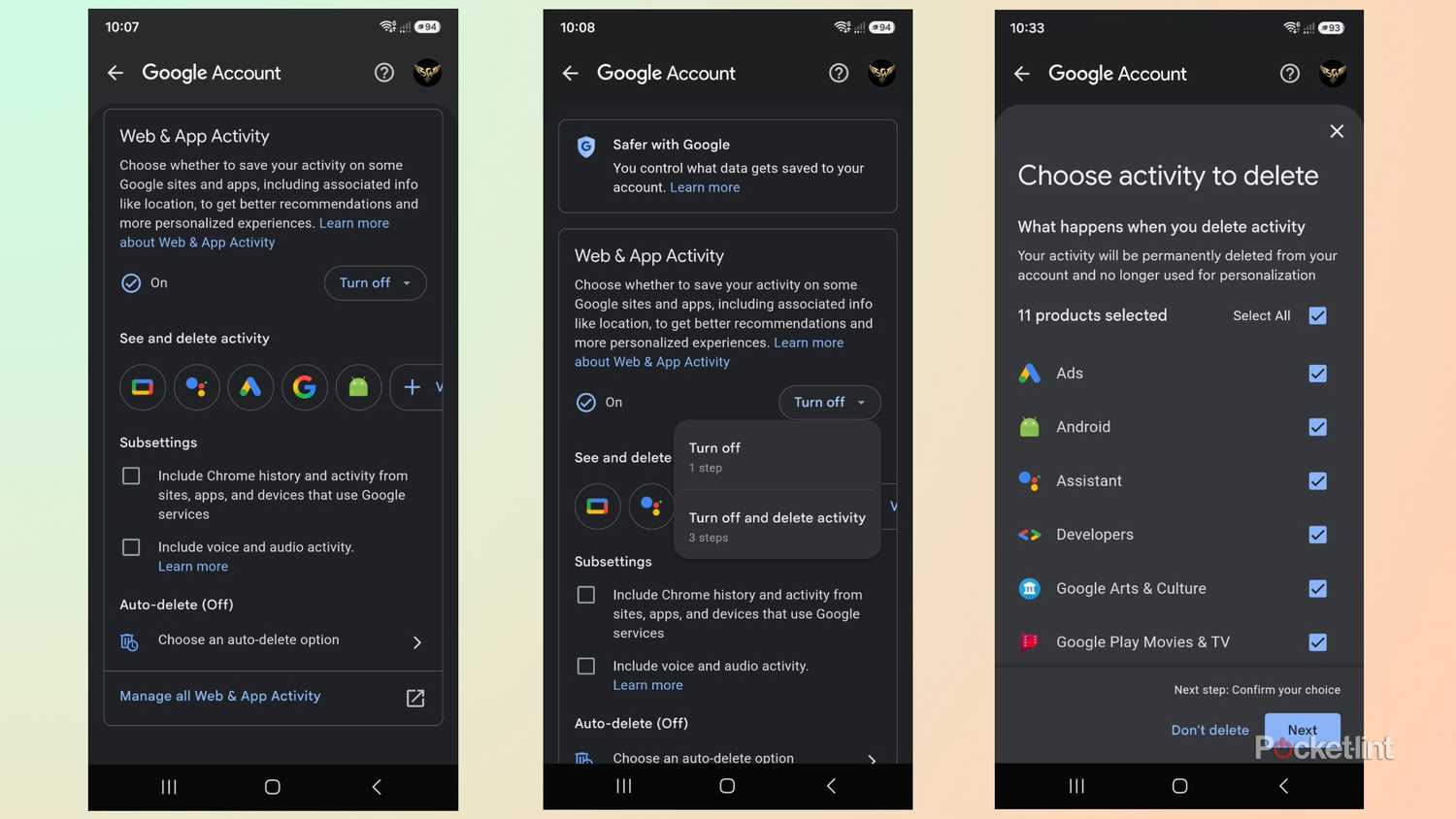 Android Chrome Settings