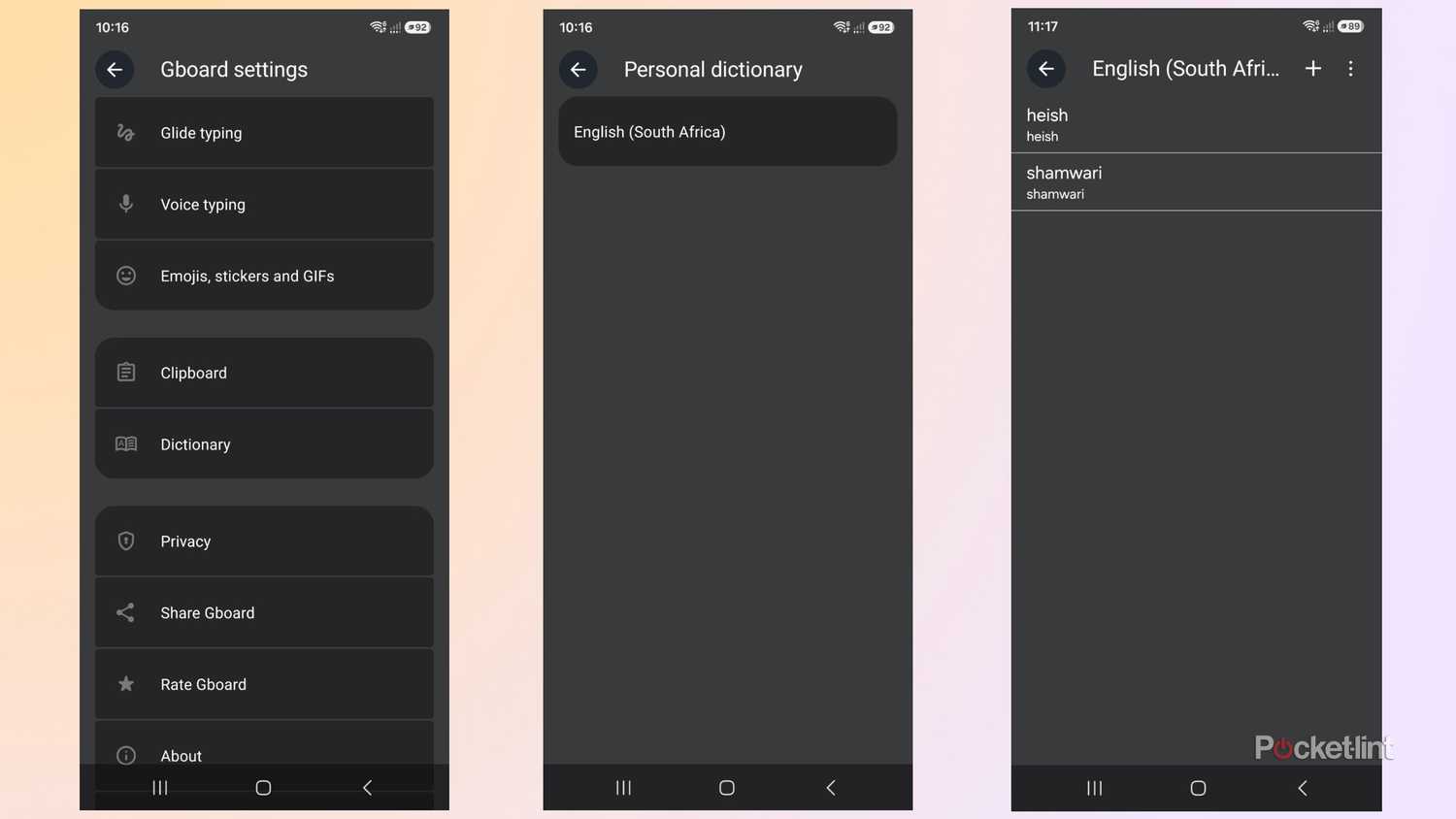 Gboard Dictionary Settings