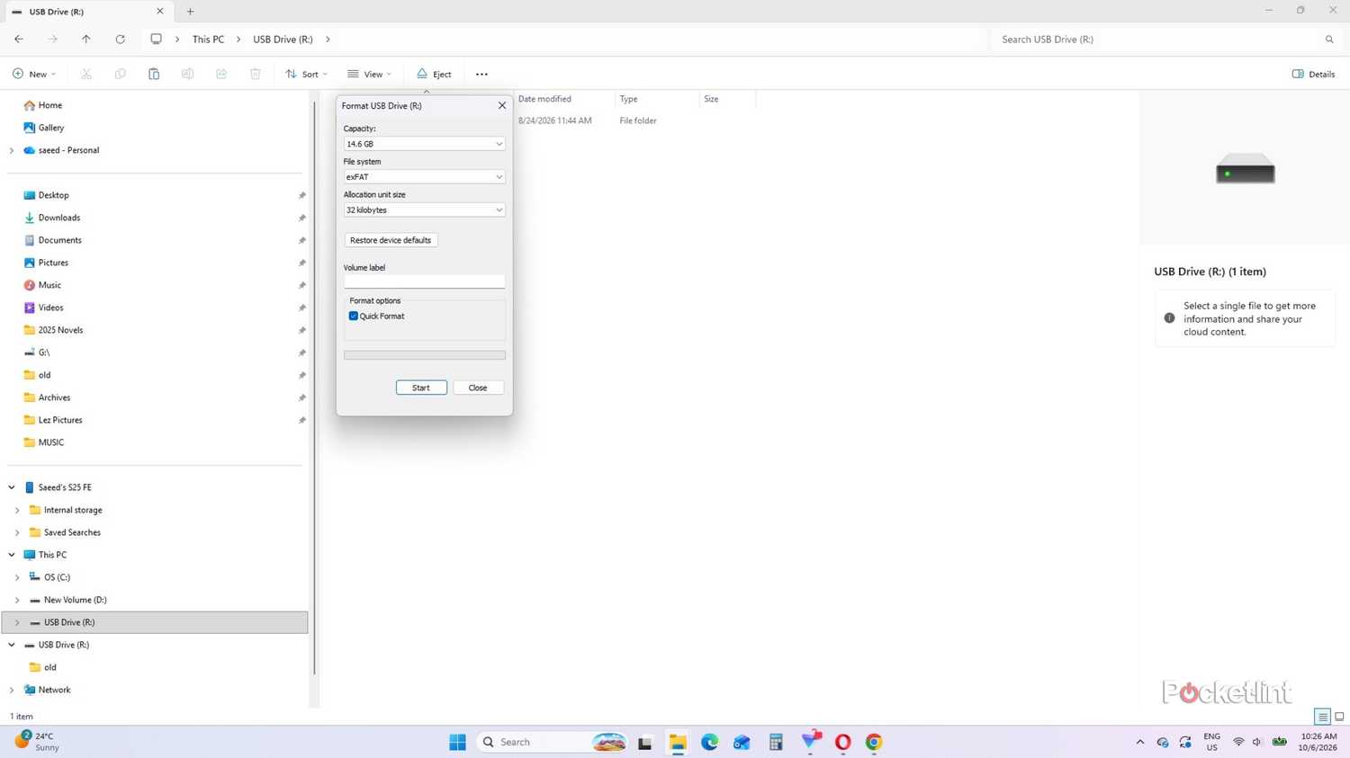 Format USB stick 