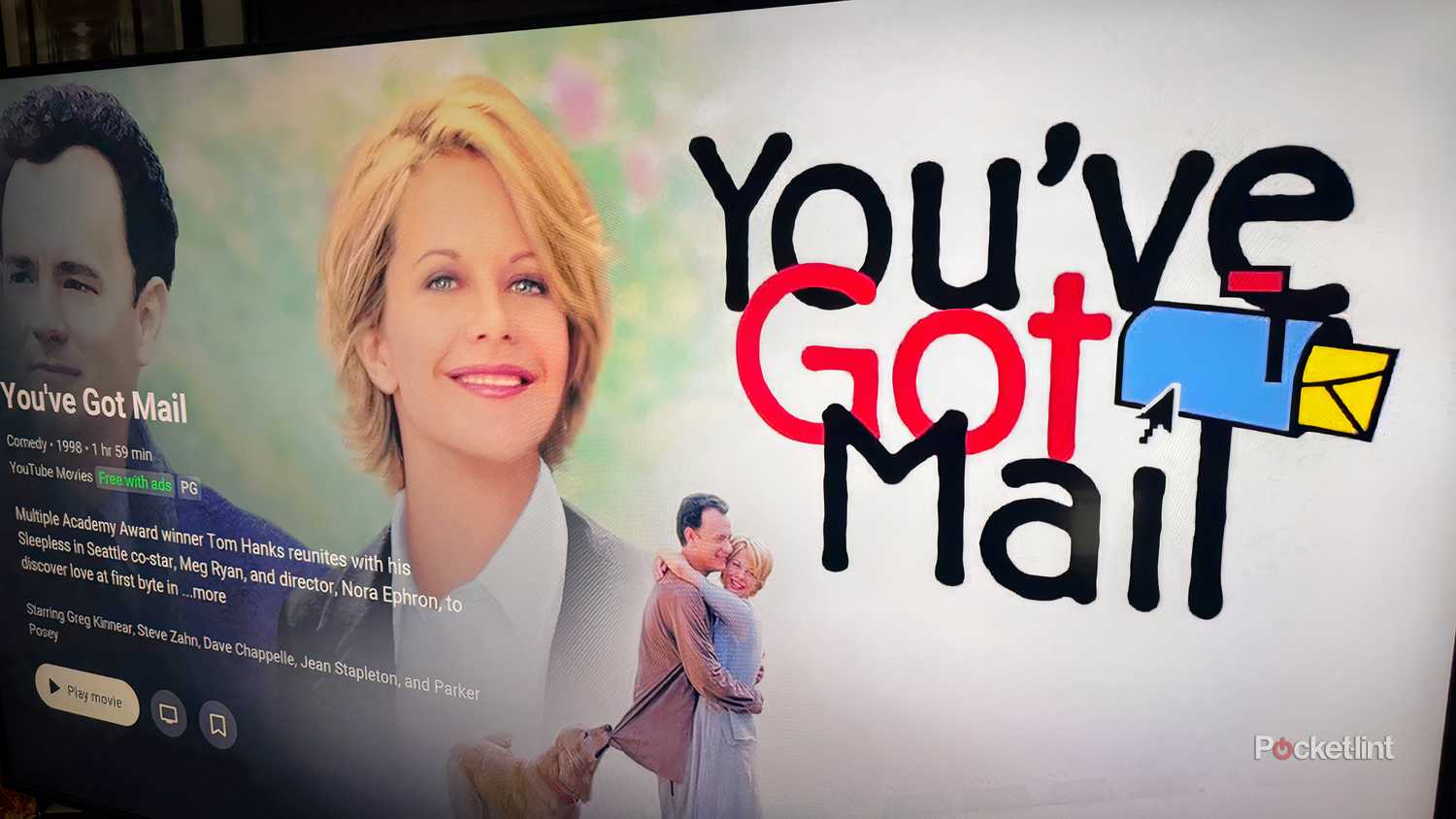 The movie You've Got Mail on a TV screen.