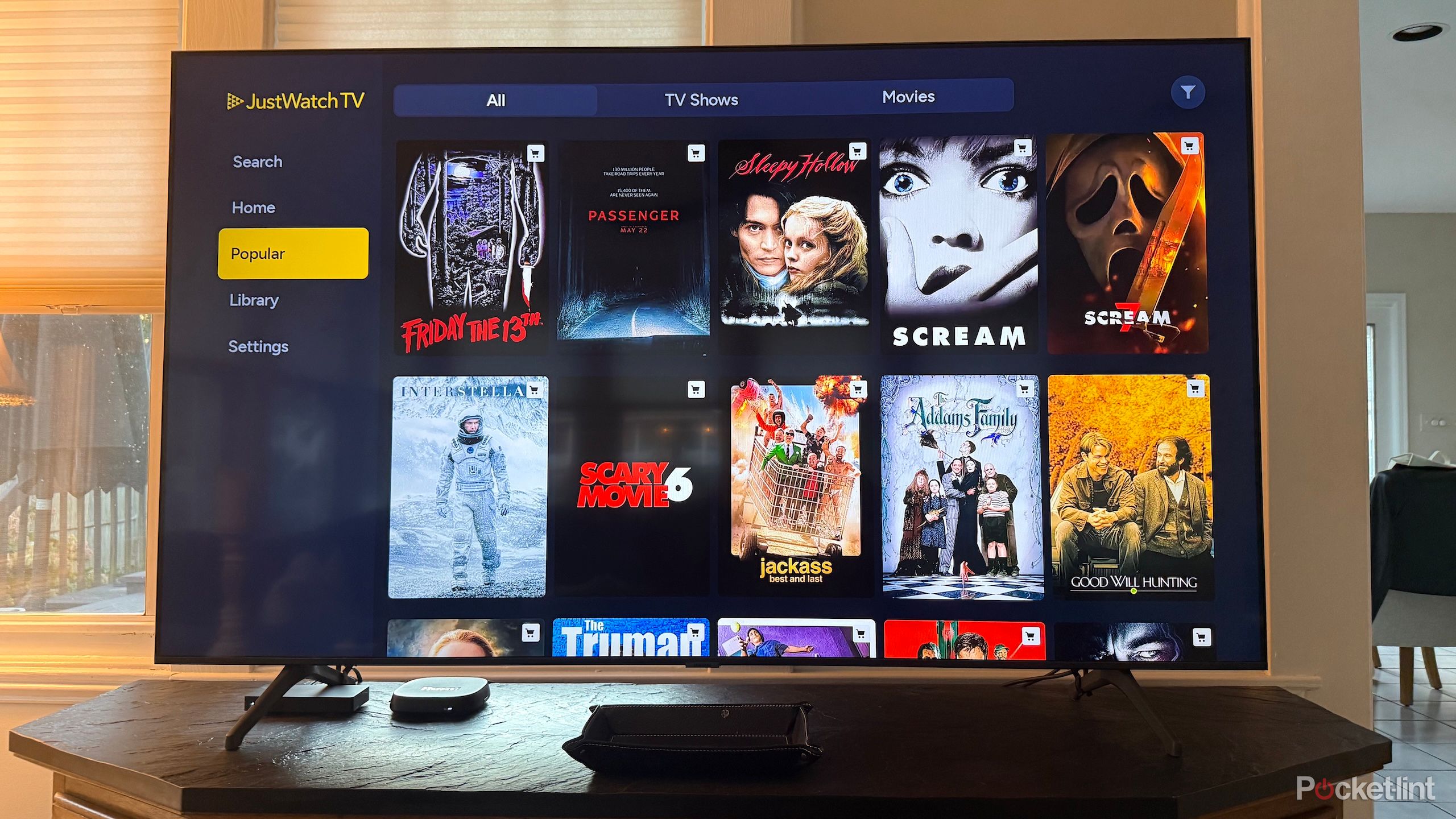 JustWatch TV presented on a television screen