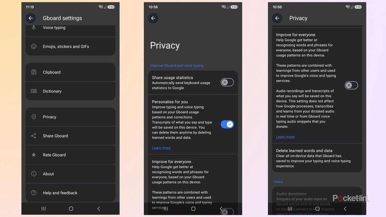 Gboard Privacy Settings