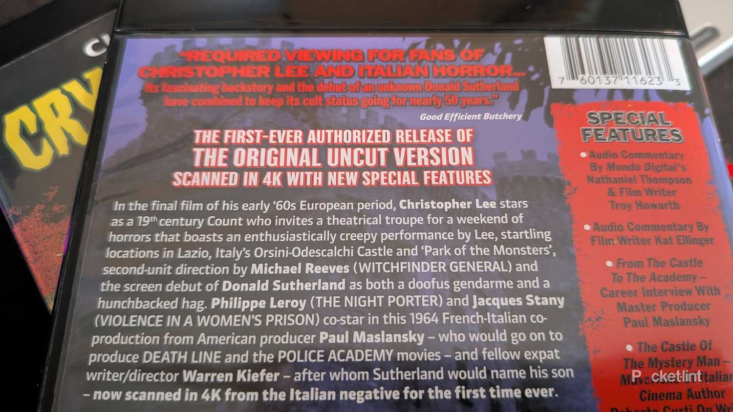 The back of the Castle of the Living Dead Blu-ray.