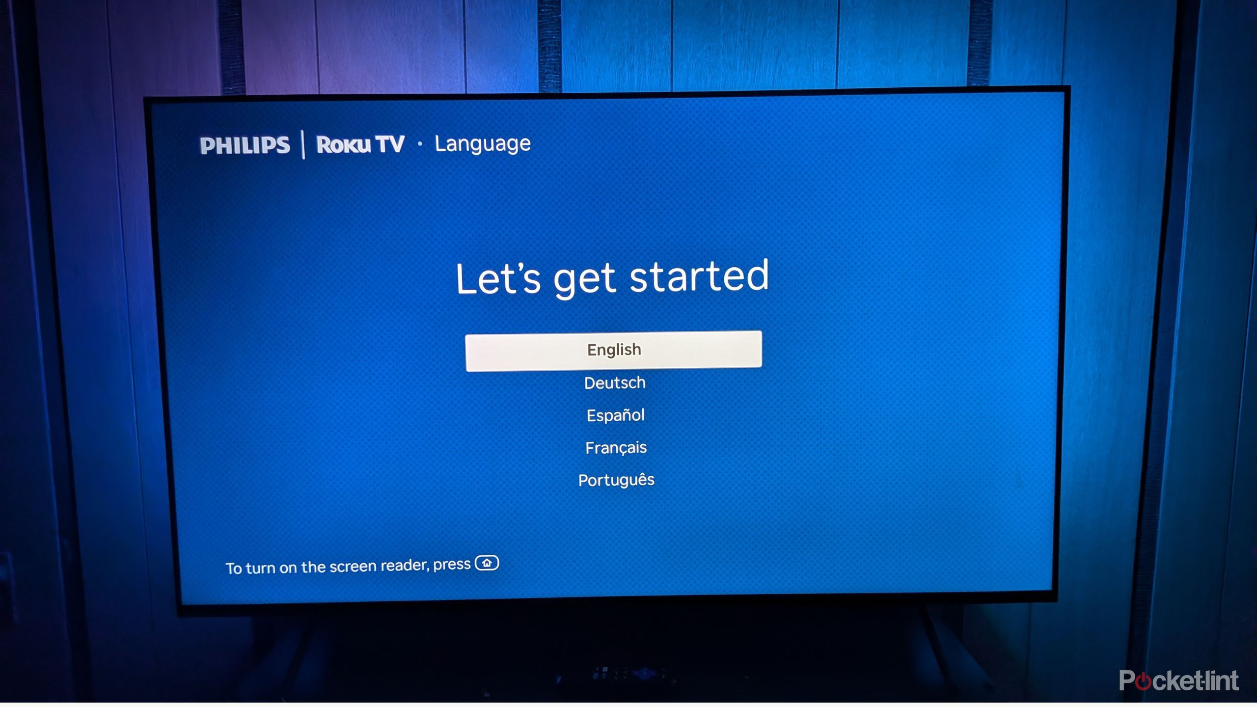 The start screen on a Philips Roku TV.