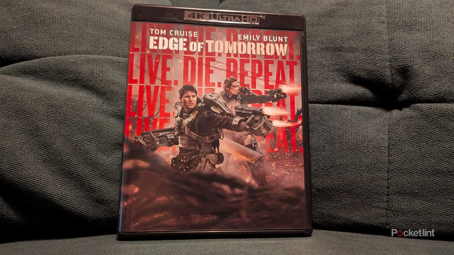 The Edge of Tomorrow 4K Blu-ray on a couch.