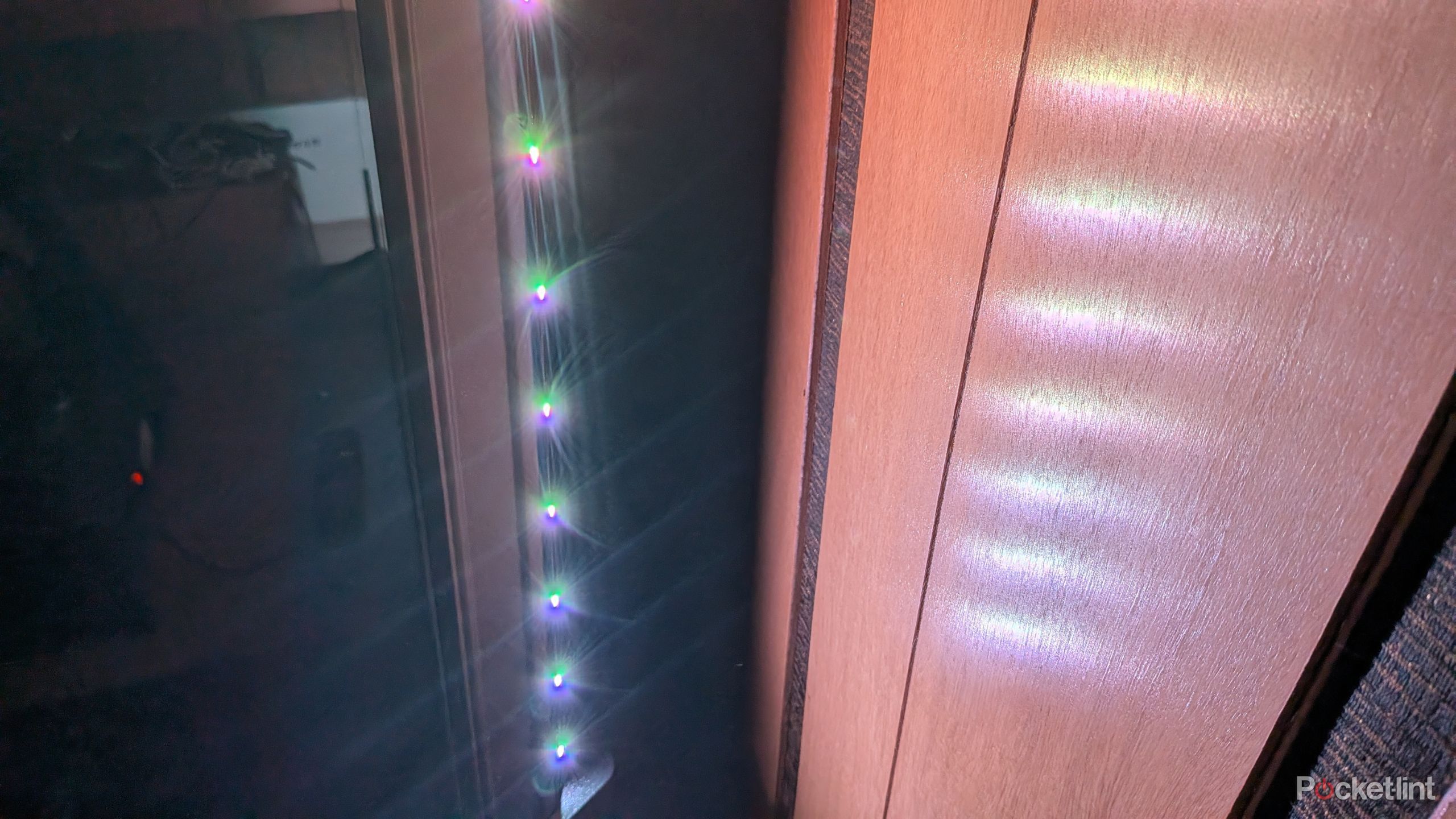The LED lights on a Philips Ambilight TV.