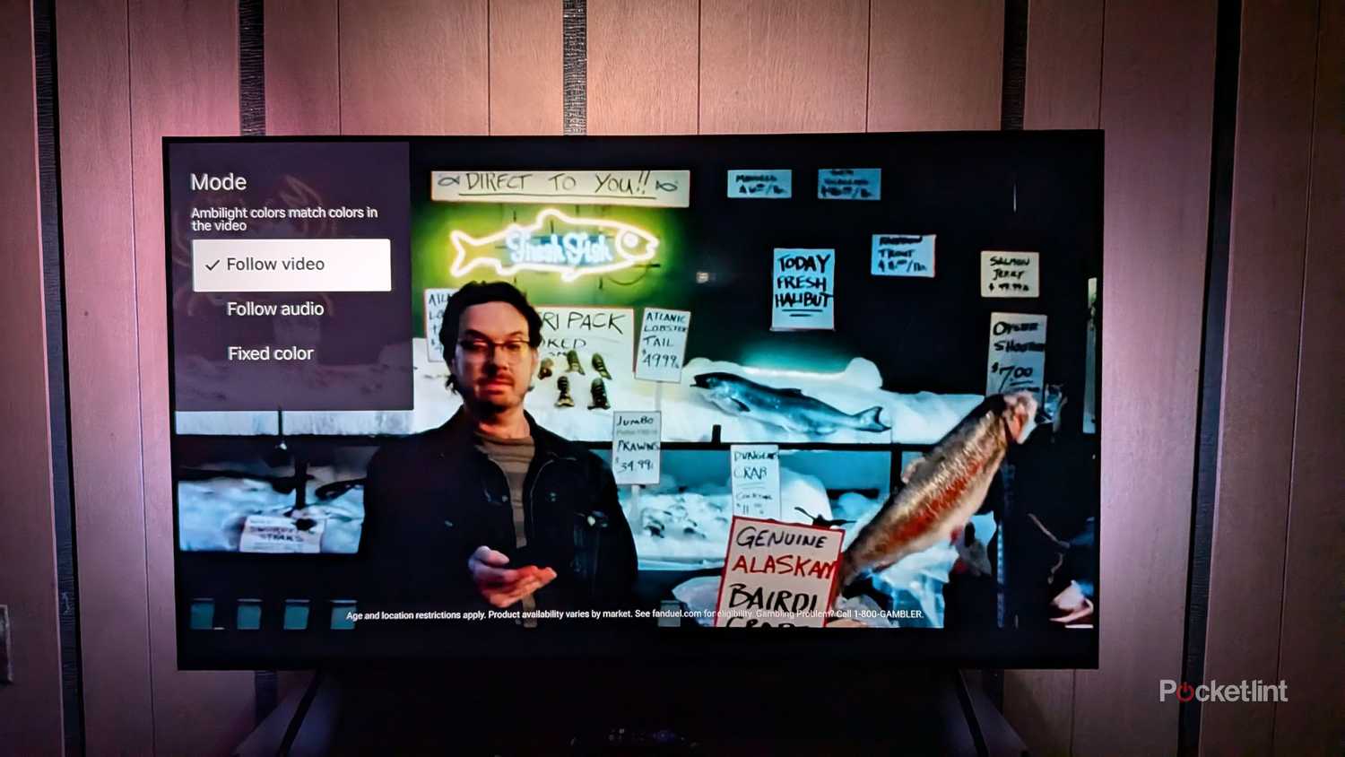 The Ambilight modes on a Philips Ambilight TV.