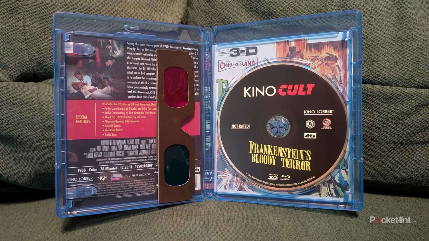 Frankenstein's Bloody Terror on Blu-ray with a pair of 3D glasses.