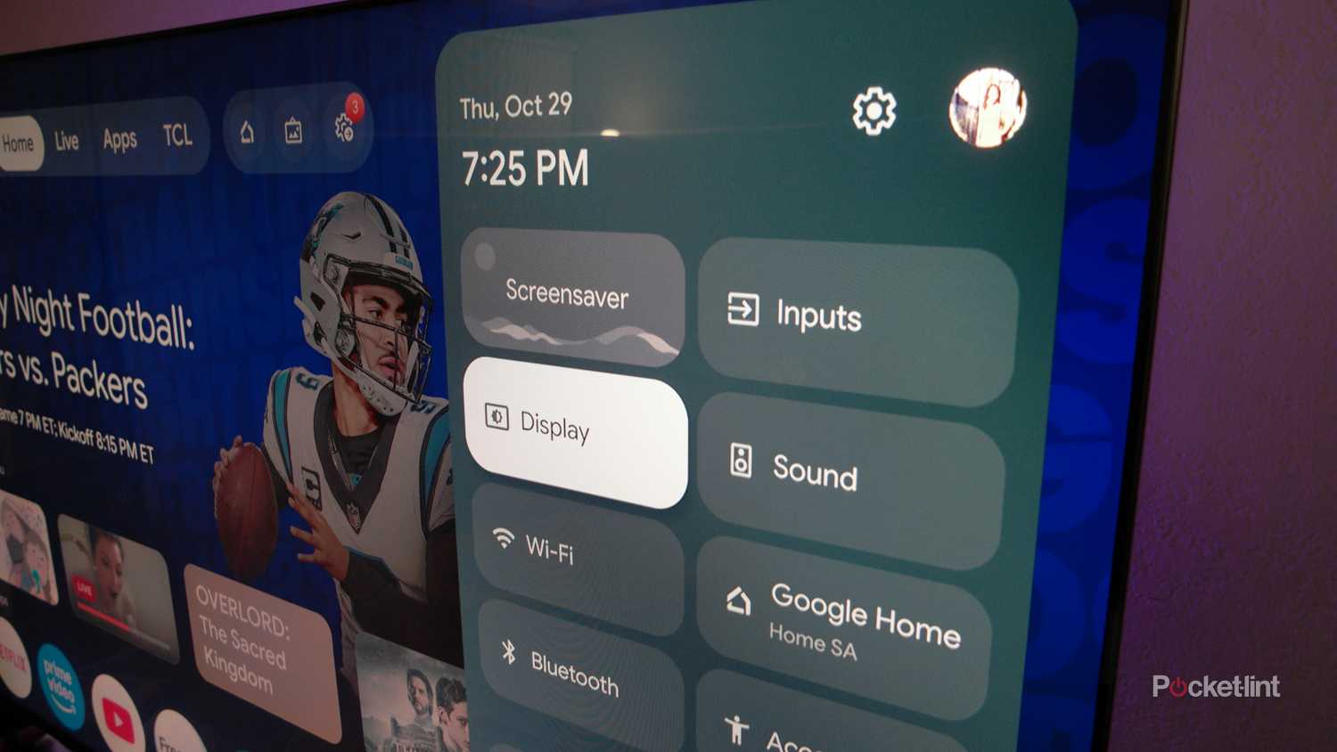 TCL QM7L Display settings shortcut