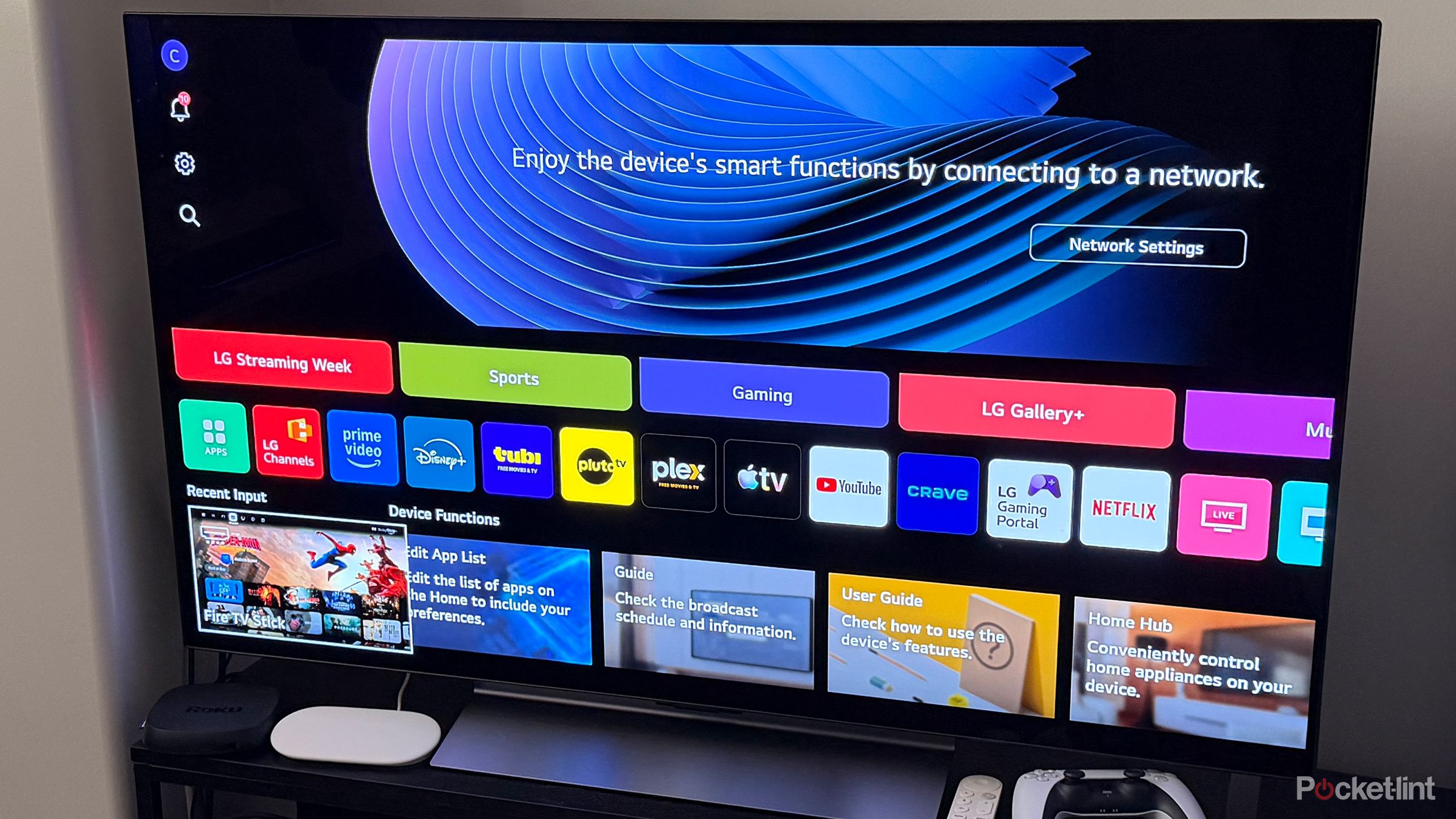 TV displaying streaming services.